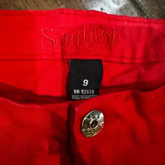 Southpole Red Denim Jeans, Y2K Streetwear Core, Size 9